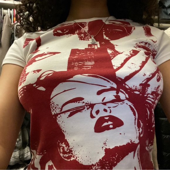 Garage Red and white graphic crop top #streetwear #Garage #red #graphic #y2k - Picture 4 of 4